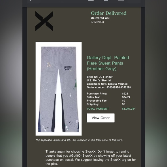 Gallery Dept. Painted Flare Sweat Pants (Heather Grey) - Picture 5 of 5